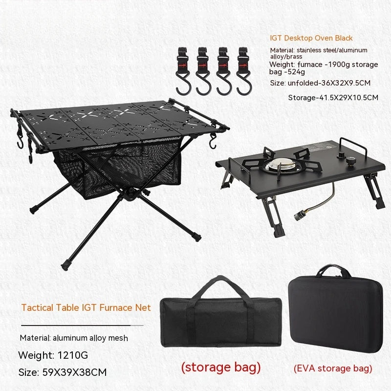 IGT Table Portable Aluminum Alloy Folding Table Camping Table Outdoor Folding Table Ultra Light Hiking and Riding Tactical Table