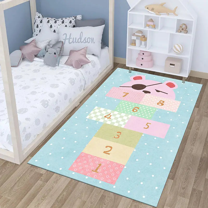 Modern Cute Children's Bedroom Decor Bedside Carpet Living Room Decoration Home Area Rug Large Jumping Plaid Kids Balcony Rugs