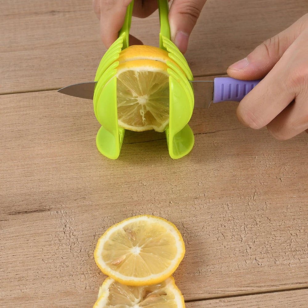 1PC Hand-held Kitchen Ware Tomato Slicing Bread Clip Fruit and Vegetable Slicing Fruit Slicer Knife Holder