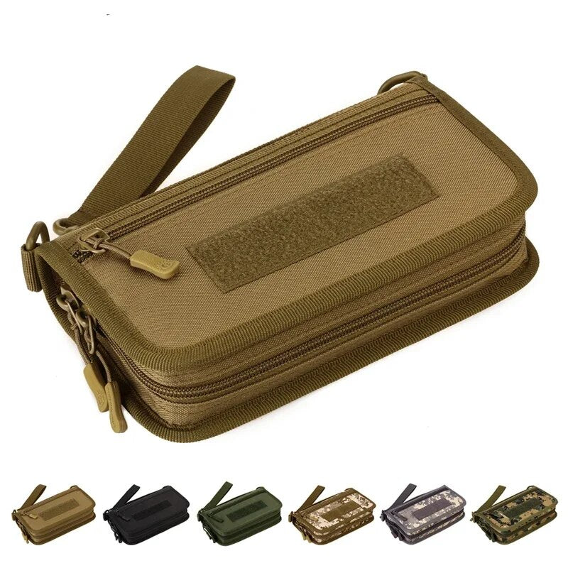 Men Clutch Handy Bag Purse Wallet Cell/Mobile Phone Case Credit Card Holder Pocket Durable Male Military Assault Nylon Wrist Bag