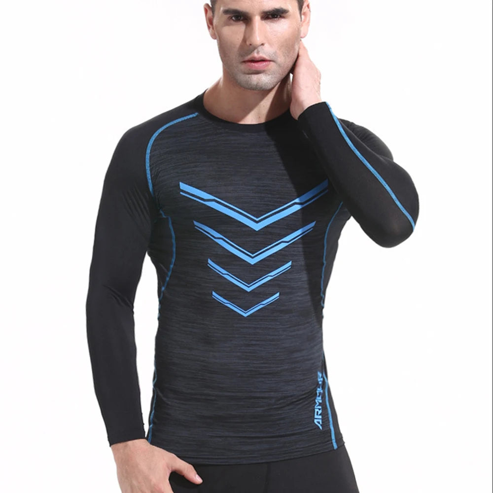 Gym Compression Men's t-Shirts Long Sleeve Rushguard Sportswear Running Dry Fit Training Fitness Bodybuilding Fashion Clothing