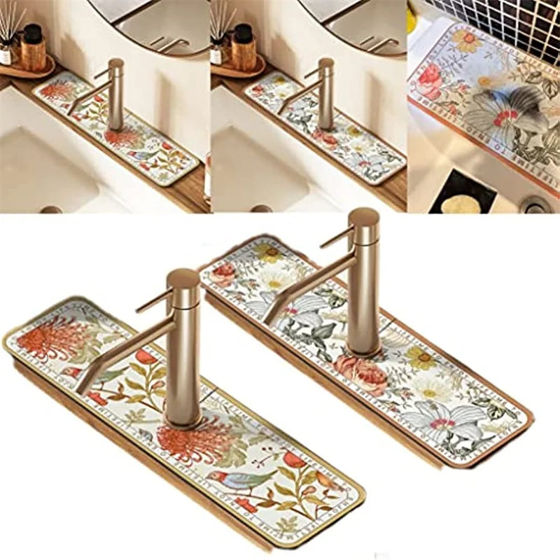 Classic Sink Faucet Drain Pad Table Mat Toilet Diatom Mud Absorbent Pad Non-slip Anti-mildew Mat for Kitchen Countertop Dining