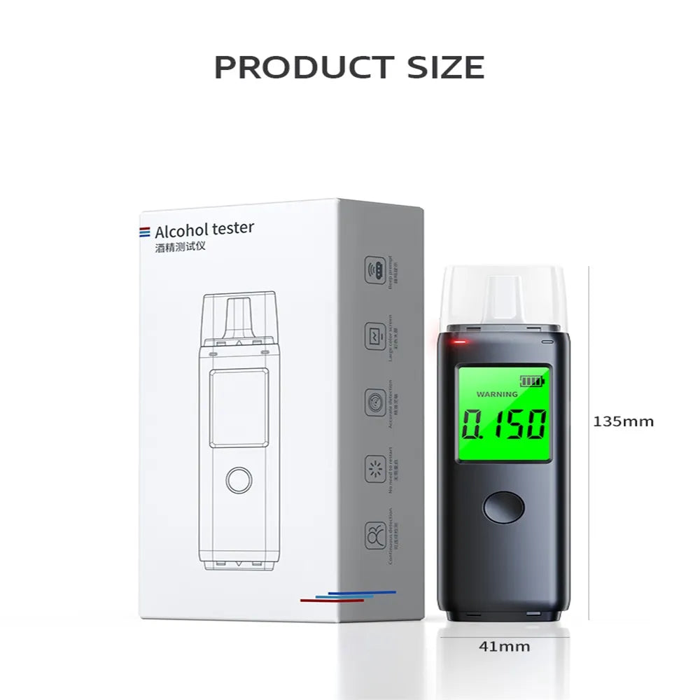 Alcohol Tester Professional High Accuracy Digital Display Portable USB Rechargeable Breathalyzer Breath Tester Tool