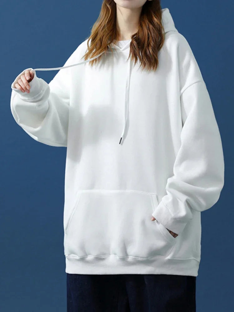 LEGIBLE 2024 New Oversize Hoodies Women pulovers Hooded Cotton Thicken Warm Loose Hoodie Women Sweatshirts Female