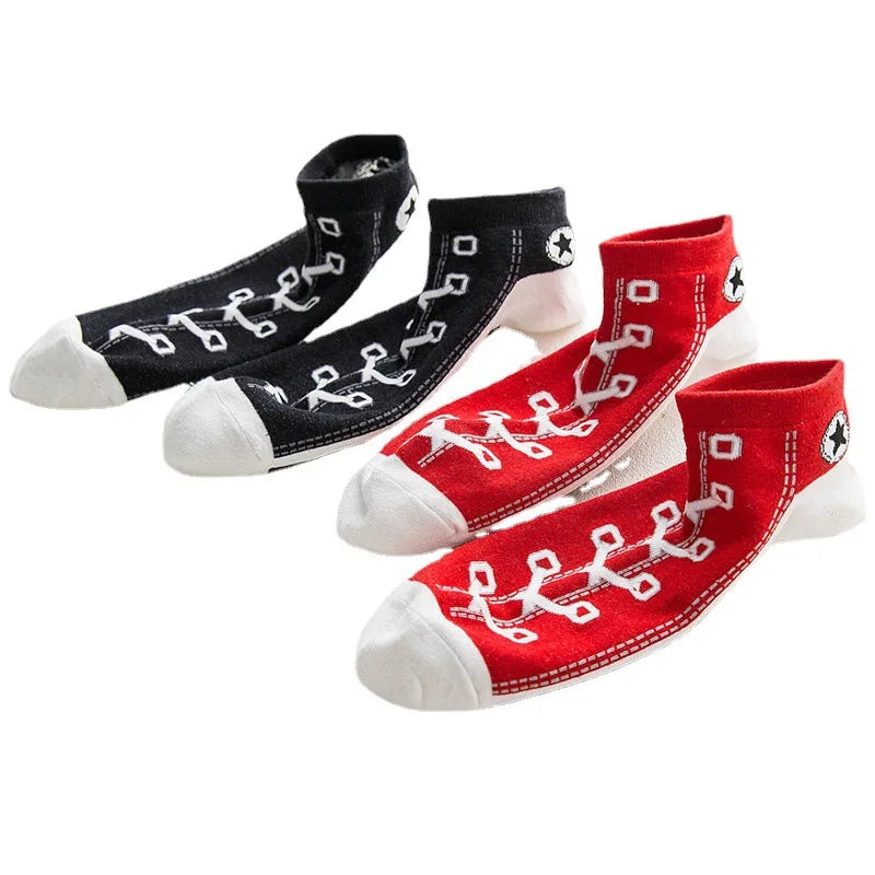 Unisex Funny Women's Men Harajuku Happy Socks Kawaii Hip Hop Shoe Print Cute Short Ankle Sock Gift Women Men Gift Sox Wholesale