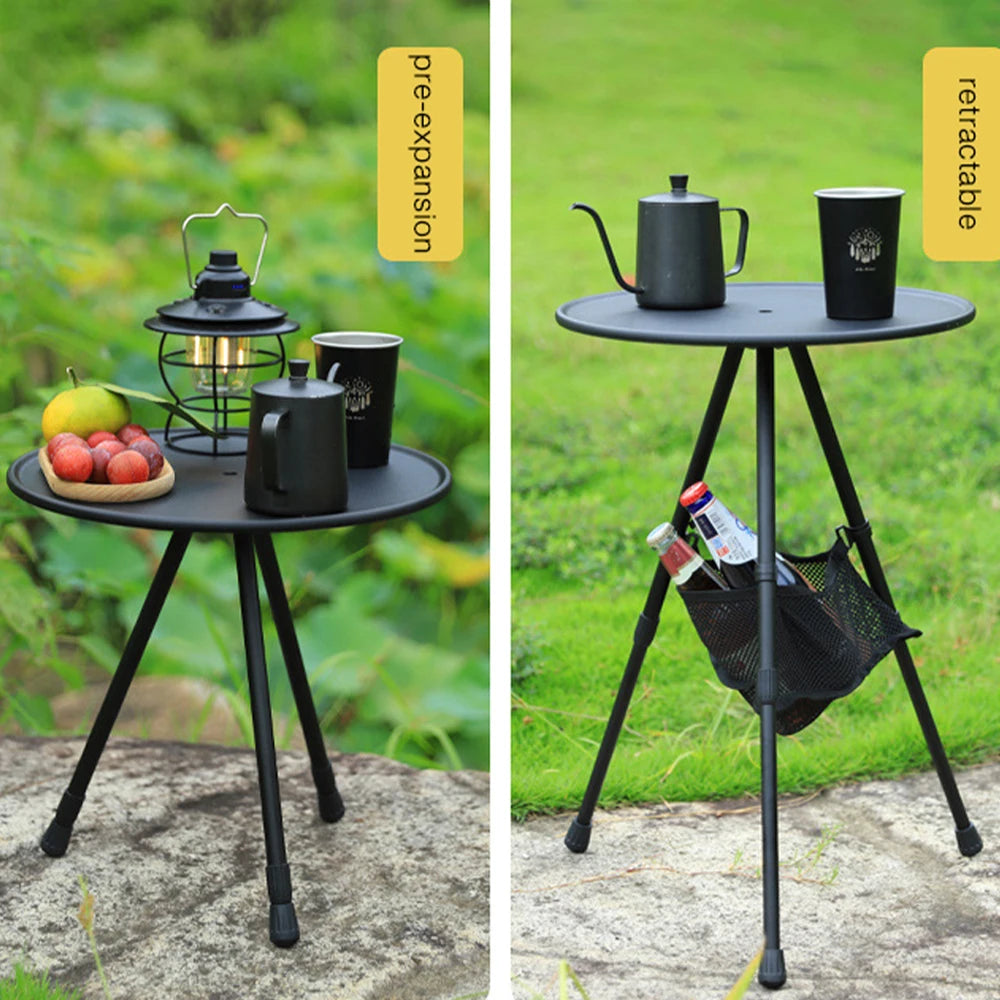 Portable Three-Legged Round Table Outdoor Camping Picnic Foldable Desk Beach Round Table Aluminum Lightweight Furniture