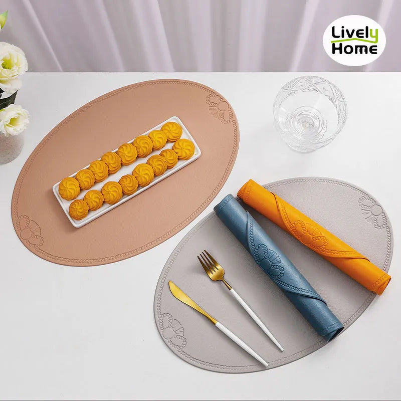 Leather Placemat Dining Table Mat Coaster Individual Tablecloth Dish Cup Plate Tableware Pad Modern Nordic Kitchen Accessories