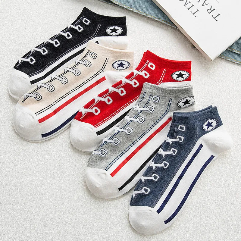 Unisex Funny Women's Men Harajuku Happy Socks Kawaii Hip Hop Shoe Print Cute Short Ankle Sock Gift Women Men Gift Sox Wholesale