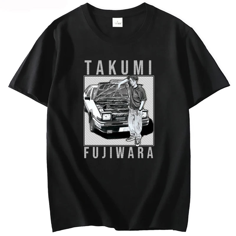 JDM Japanese Car Tshirt Speed Auto Car Classic T Shirts Initial D Fujiwara Tofu Shop 100% Cotton Men's and Women's T-Shirts