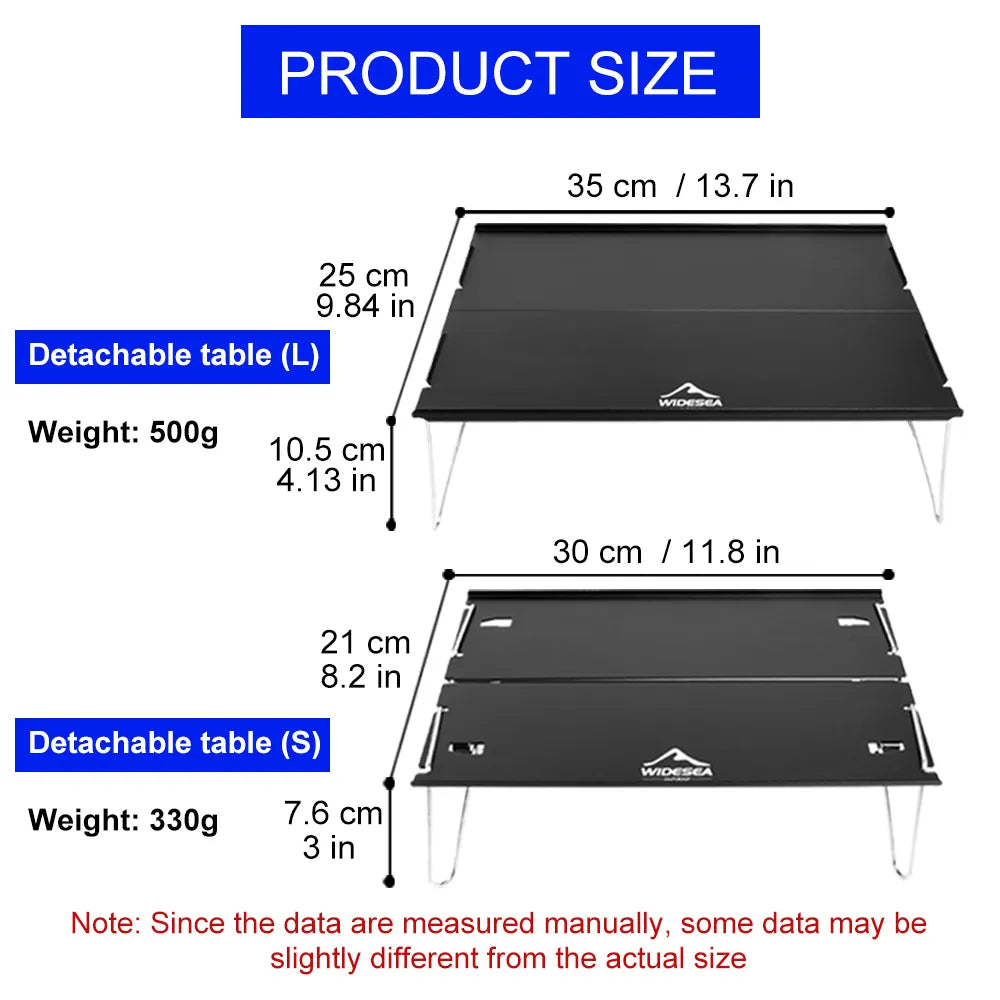 Widesea Camping Foldable Table Outdoor Ultra Light Desk for Climbing Fishing Picnic Equipment Supplies Tourism