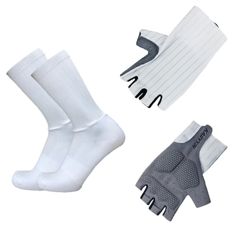 New Aero Bike Team Cycling Gloves and Socks Combined Men Women Bike Gloves Socks Non-slip Calcetines Ciclismo Guantes Ciclismo