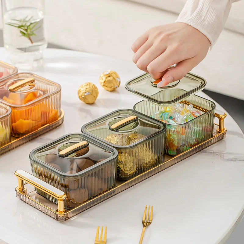 Light and Luxurious Transparent Fruit Plate Candy Plate Nuts and Dried Fruit Storage Box, Snack Snack Containers