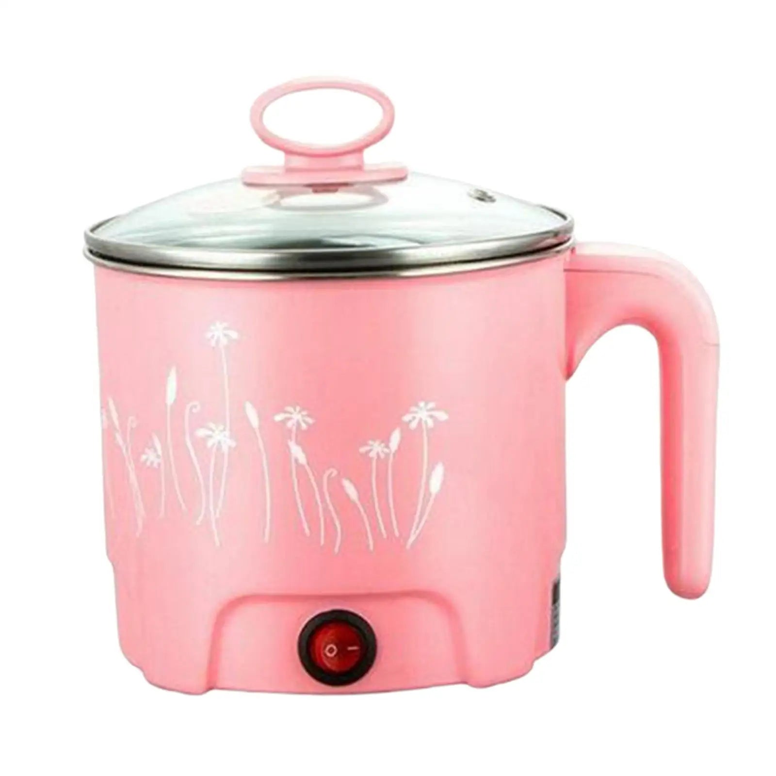 Mini Electric Cooking Pot Noodle Cooker 220V EU Plug Pink_Dia.18cm