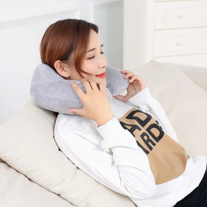 U-Shape Travel Pillow for Airplane Inflatable Neck Pillow Travel Accessories 4Colors Comfortable Pillows for Sleep Home Textile