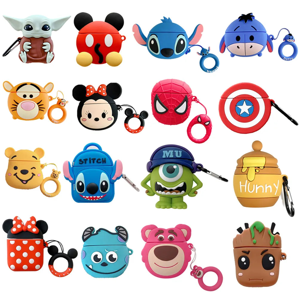 Cover for Apple AirPods 1 2 3 3rd Case for AirPods Pro Case Cute Cartoon Yoda Mickey Stitch Spiderman Earphone Case Accessories