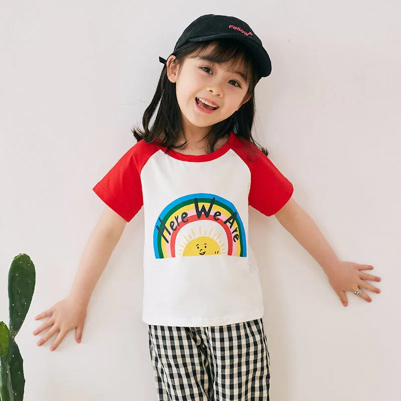 Children's Clothing T-Shirt Kids Clothes Boys Girls Summer Cartoon Tops Short Sleeve Clothes 100% Cotton Baby Clothing