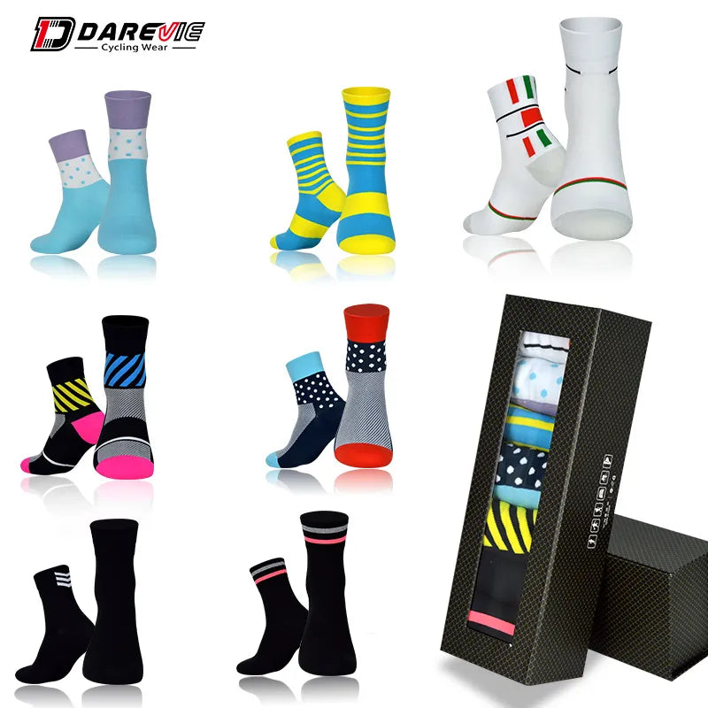 DAREVIE Men Cycling Socks Breathable Elastic Soft Cycling Weekly Socks Women's Anti-Bacterial Professional Sports Cycling Socks