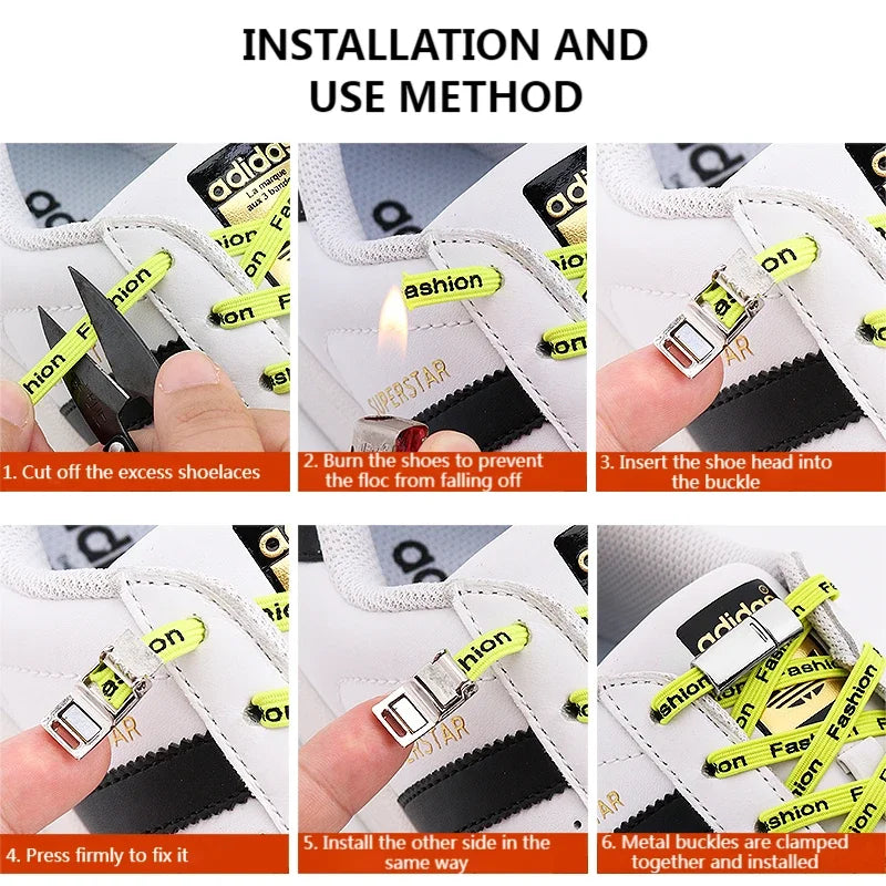 Fast Shoe Laces Magnetic Metal Lock Elastic Shoelaces Without Ties Suitable For All Populations Lazy Shoes Lace Accessories