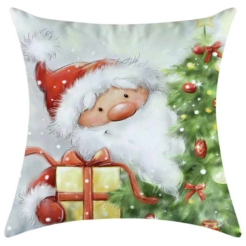 40/45/50/60cm Christmas Santa Claus PIllowcase Home Decorative Sofa Cushion Covers Living Room Cute Bear Snowmen Pillow Cover