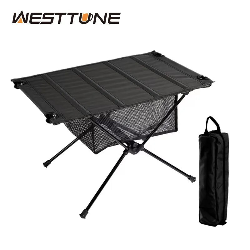 WESTTUNE Camping Folding Table Lightweight 1680D Oxford Roll-Up Table Portable Aluminum Alloy Tourist Tables for Outdoor Picnic