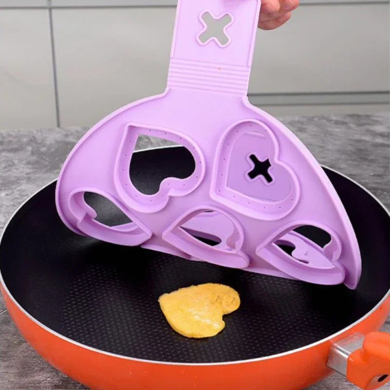 Nonstick Egg Pancake Maker Fried Egg Omelet Mold Seven Holes Silicone Mold Heart Star Shape Mold Kitchenware Baking Gadgets