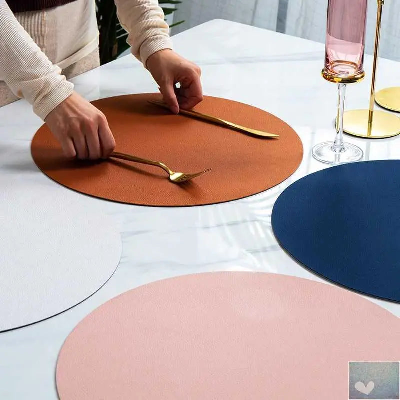 Insulation Oilproof Leather Placemat Western Food Dining Tableware Table Mat Pads Bowl Cup Coaster Kitchen Accessorie