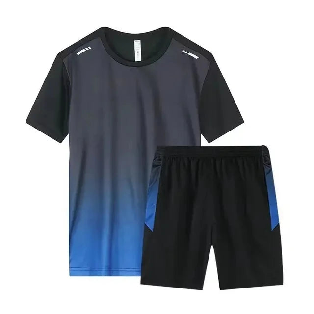 Men's Running Sport Quick Dry Sportswear Gym Breathable Football Clothing Fitness Set Athletic Wear T Shirts and Pants