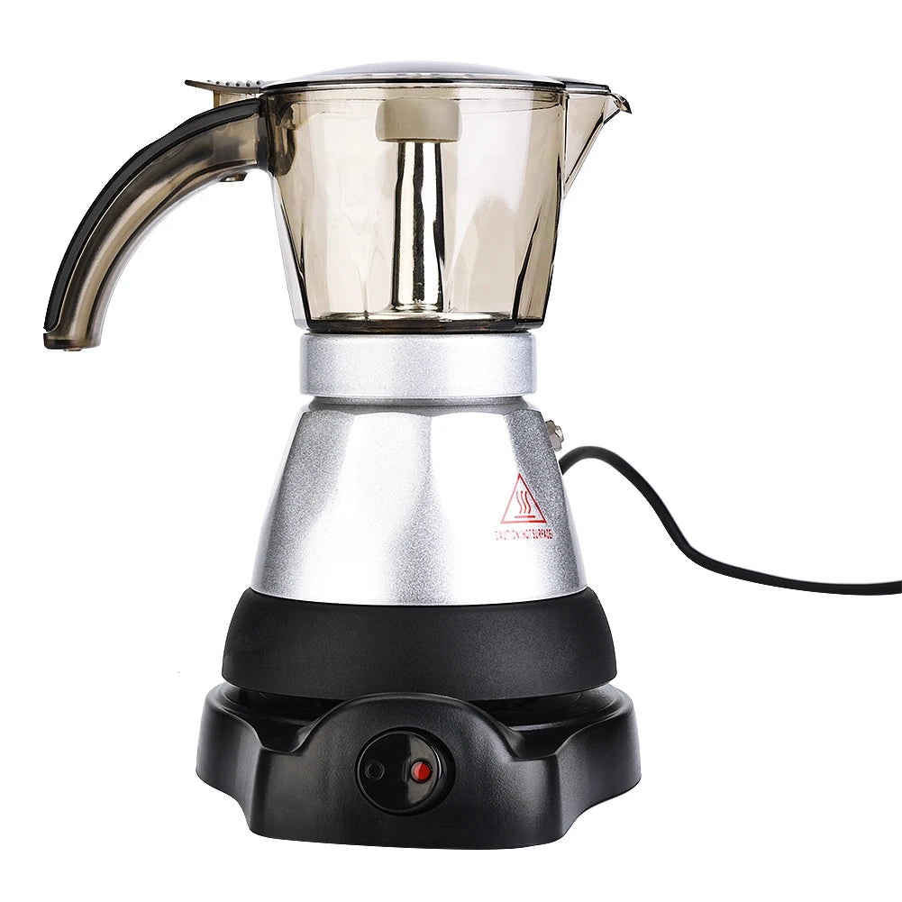 3 to 6 Cup Maker Electric Italian Coffee Top Moka Pot Percolators Tool Filter Cartridge EU Plug Aluminium 220V