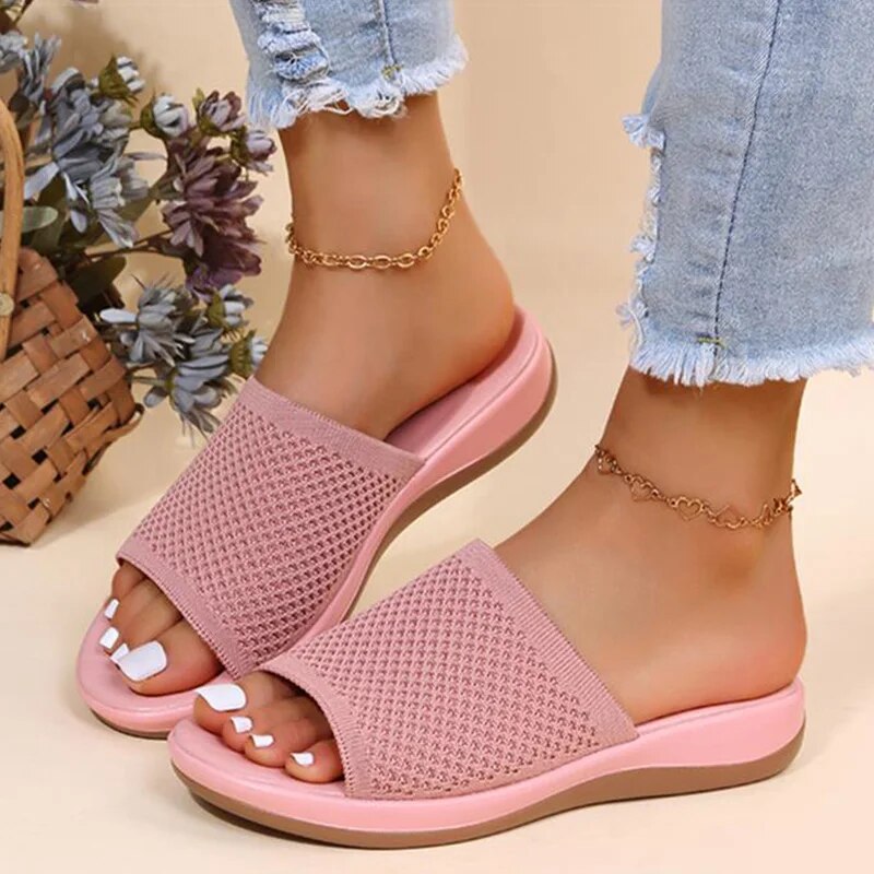 Sandals Women Elastic Force Summer Shoes Women Flat Sandals Casual Indoor Outdoor Slipper Summer Sandals For Beach Zapatos Mujer