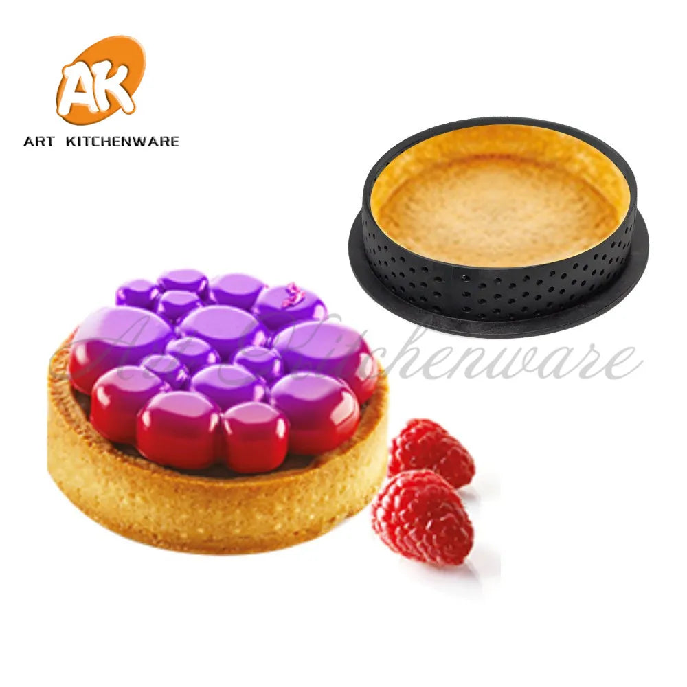 8Pcs or 6pcs Mousse Circle Cutter Decorating Tool French Dessert DIY Cake Mold Perforated Ring Non Stick Bakeware Tart