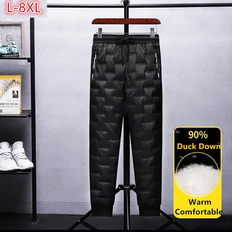 Duck Down Pants Men Outdoor Wadded Winter 8XL 7XL 6XL Jogger Warm Waterproof Thermal Trousers Plus Size Cold Resistant Clothes