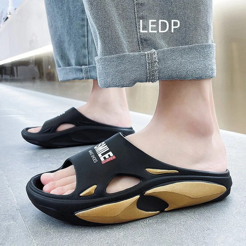 Summer Men's Super Soft Super Fire Non-slip New Beach Slippers Wear-resistant Trendy Fashion All-match Comfort Summer Main