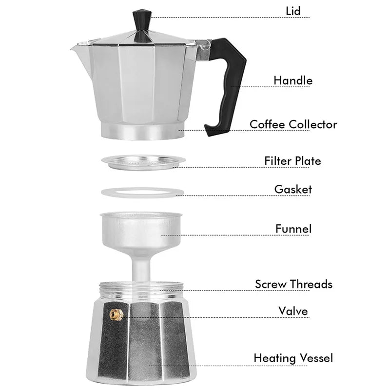 Aluminum Moka Pot Espresso Pot Classic Espresso Machine Hand Brewing Electric Brewing Home Party Outdoor Travel Coffee Supplies