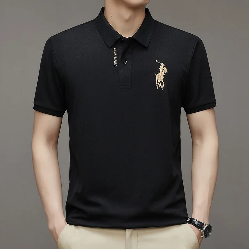 Autumn And Summer Luxury Short Sleeve Polo Shirt Men's Fashion Slim Fit Embroidered Polo Neck Handsome And Breathable 4xl T-shir