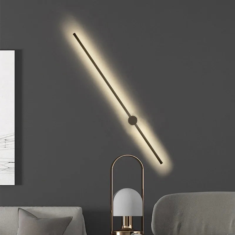 360 ° rotating Nordic LED line lamp minimalist bedroom bedside lamp hotel living room decorative line wall lamp long strip lamp