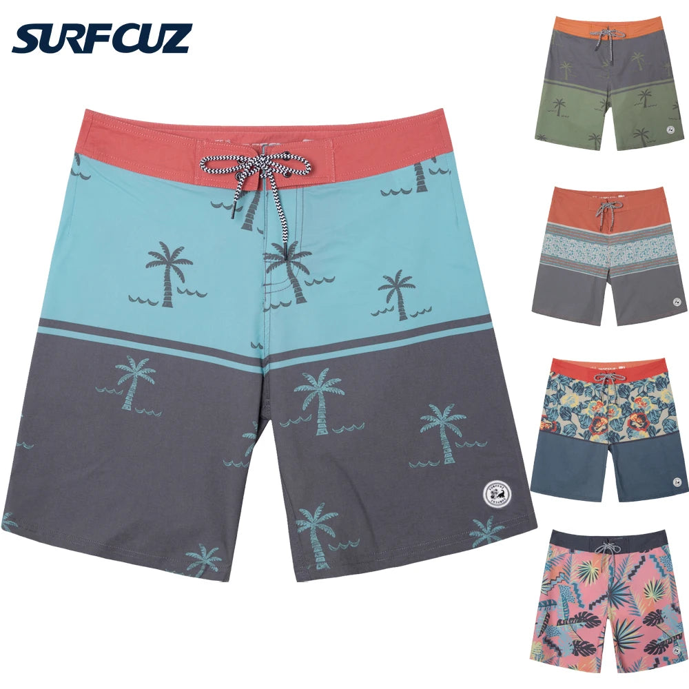 SURFCUZ Vintage Pria Celana Pendek 2-Way-Stretch Musim Panas Berenang Pendek Ringan Beachwear Swimwear Surf Beach Boardshorts untuk Pria