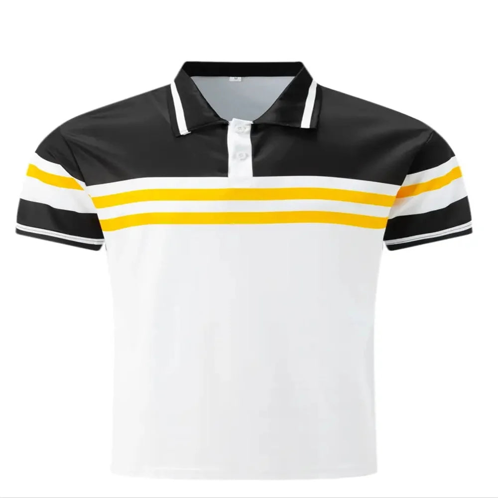 Striped Mens buttons Polo Shirt Short Sleeve Colorful 3d Printed Tops Tees Casual Polo T Shirt New Male Oversized 5xl Clothing