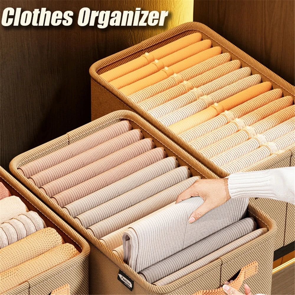 Wardrobe Closet Organizer Jeans Storage Foldable Clothes Drawer Organizition Durable Nonwovens with Handle for Leggings Sweaters