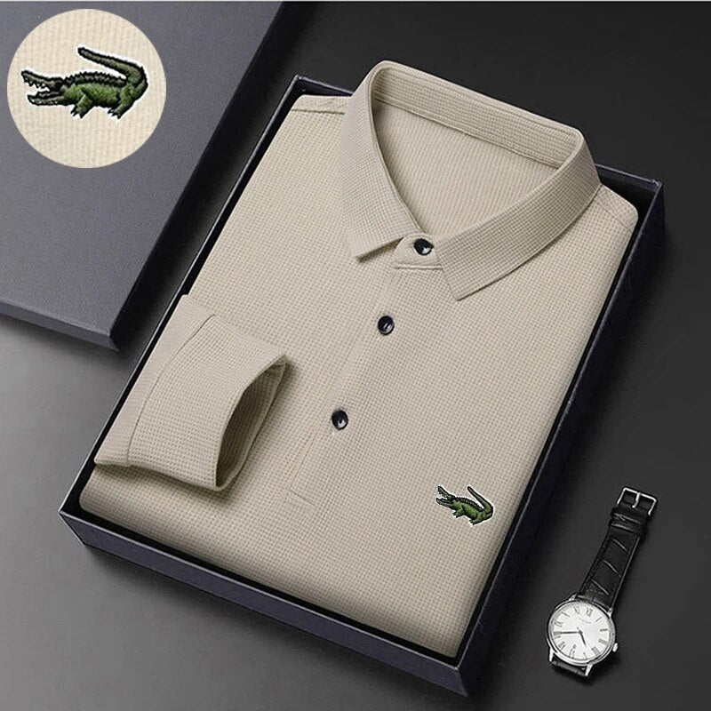 High quality Men's Long Sleeve T-shirt Spring And Autumn Cotton Embroidered Polo Shirt Lapel Men's Clothing Base Shirt Loose