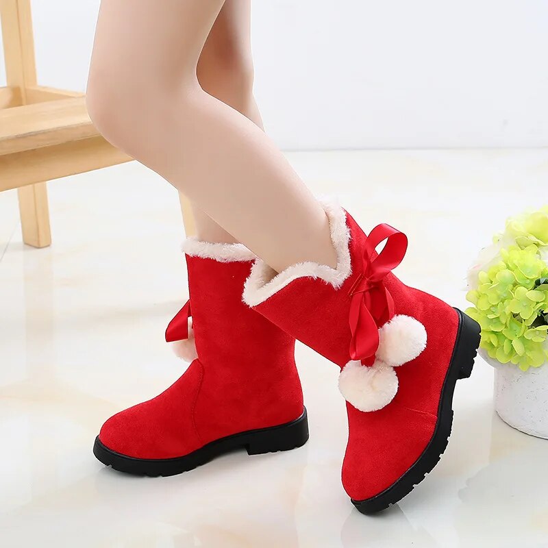 Miqieer Children Fashion Boots Baby Girls Winter Velvet Kids Shoes Outdoor Walking Soft Anti Skid Young Girls Snow Boots