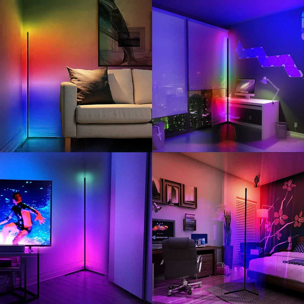 RGB LED Floor Lamp Living Room Corner Lamp Smart APP Remote Control 140cm Atmospheric Standing Stand Light Christmas Home Decor