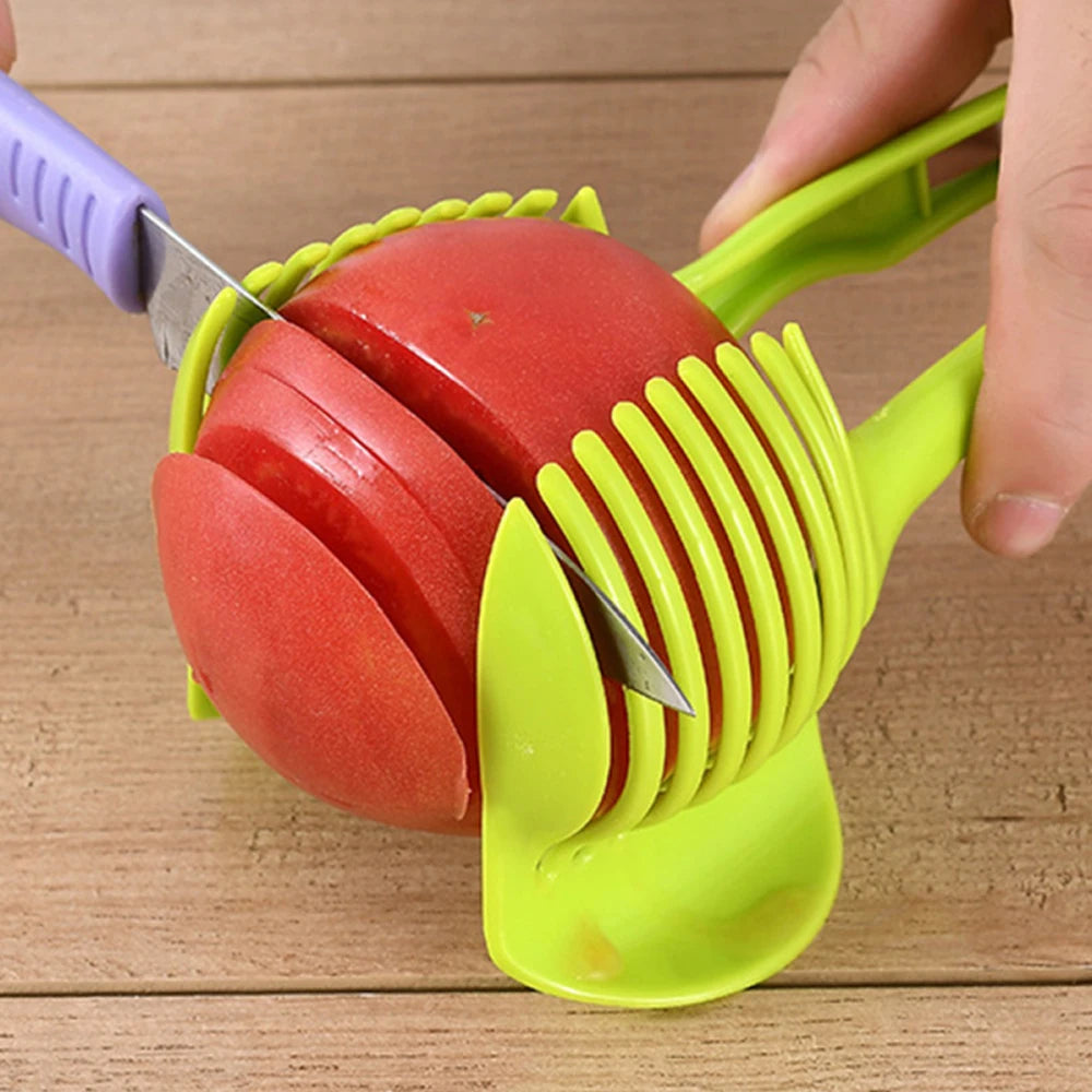 1PC Hand-held Kitchen Ware Tomato Slicing Bread Clip Fruit and Vegetable Slicing Fruit Slicer Knife Holder