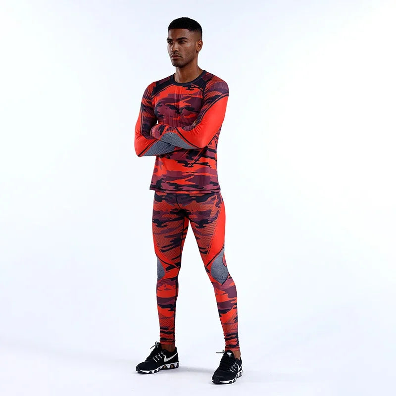 2Pcs Men Running Compression Sportswear Sets Gym Fitness Workout Sports Suit Training Leggings Elastic Tights Jogging Tracksuits