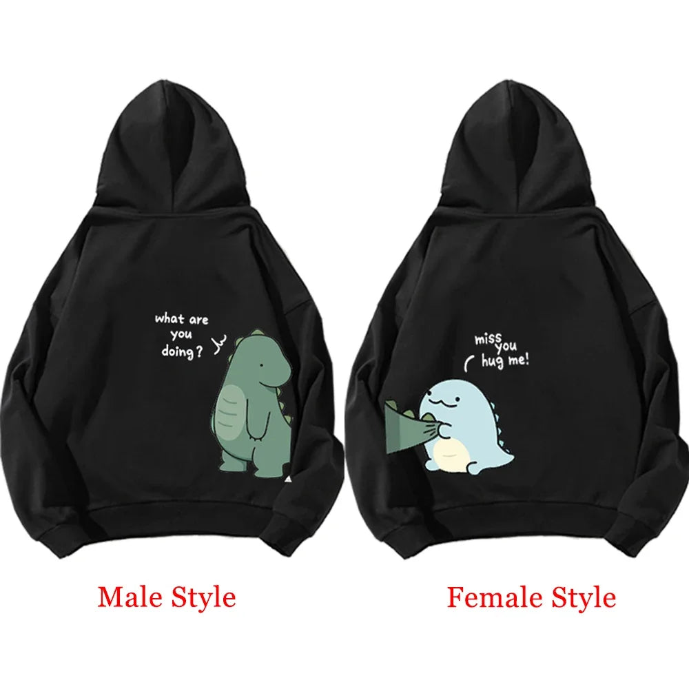 Spring or Autumn Men and Women Jumpers Hoodie Fun Dinosaur Print Long-sleeved Fashion Sweatshirt of Couple Y2K Clothes Hoodie