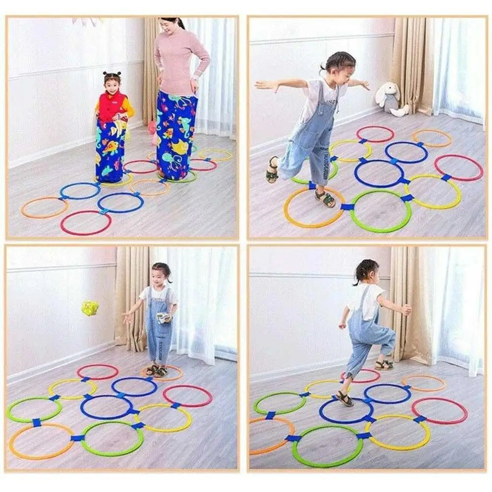 Children Brain Games Hopscotch Jump Circle Rings Set 28/38cm Kids Sensory Indoor Outdoor for Sports Entertainment Toy