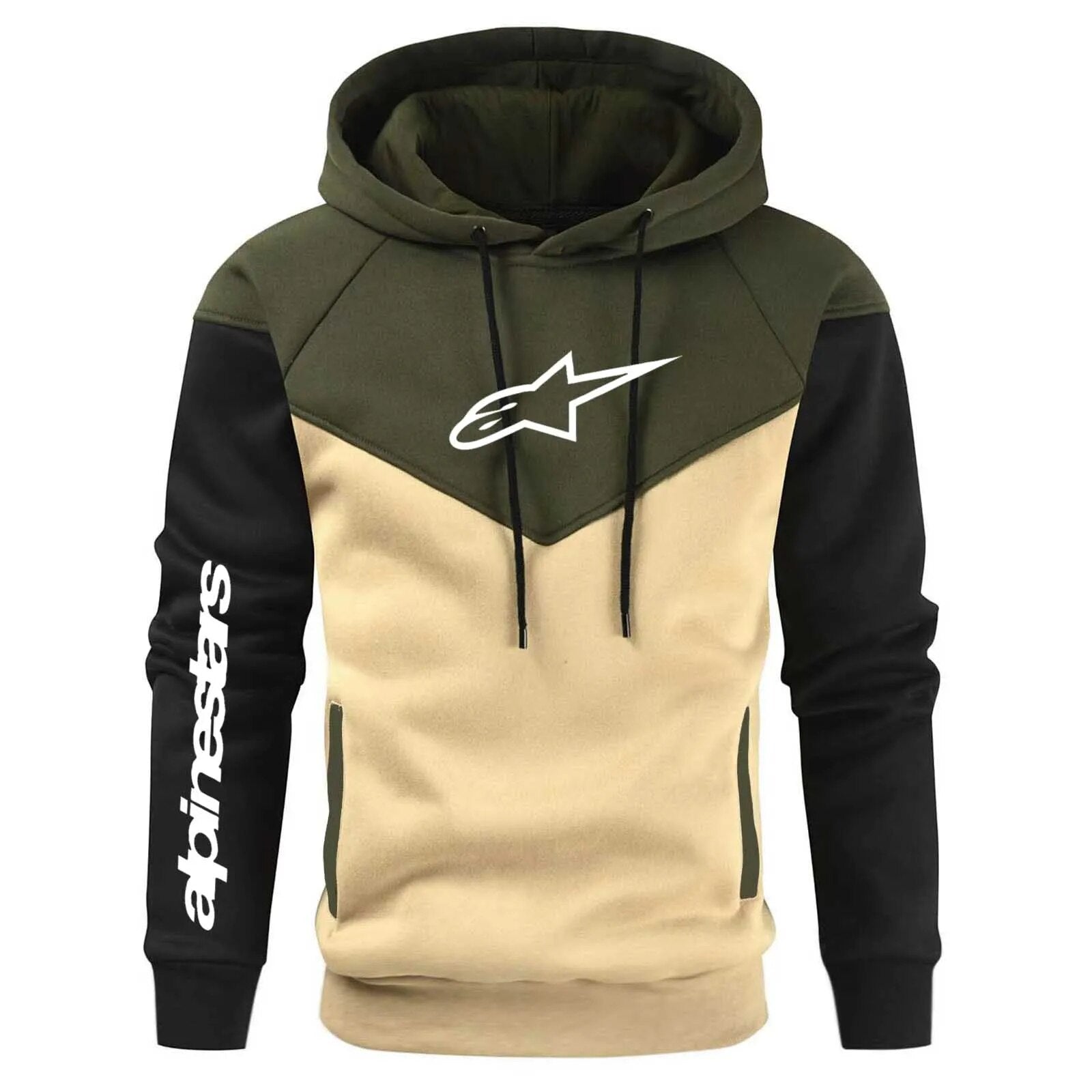 Autumn/Winter Men's Hoodie Fashion Splice Fleece Casual Loose Fit Warm Pullover High Quality Unisex Sports Hoodie