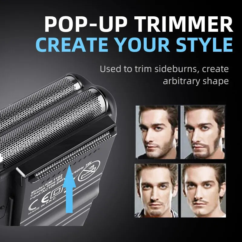 KEMEI Compact Rechargeable Lithium Ion Shaver Kit,Foil Professional Electric Shaver for Men