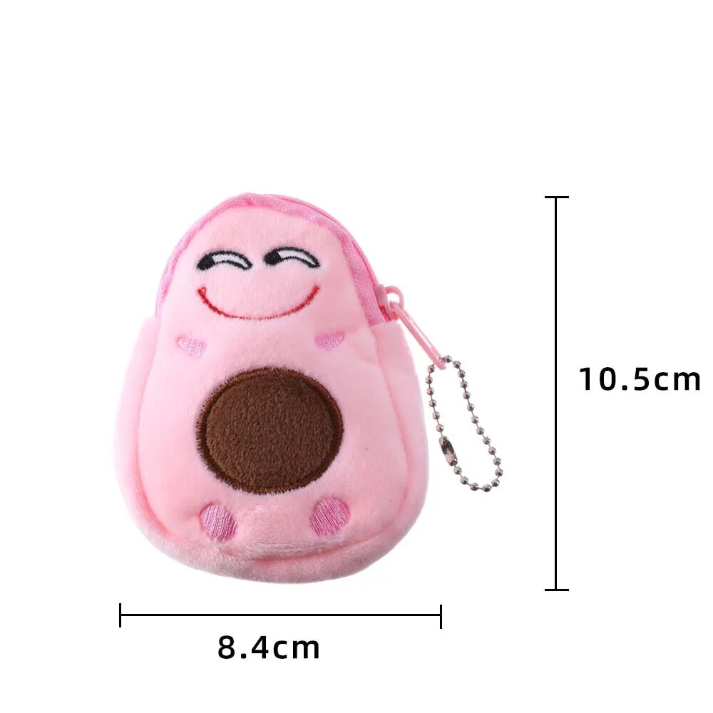 Fashion Mini Money Pouch Kids Cartoon Girls Key Case Bags Wallet Avocado Plush Purse Small Coin bag