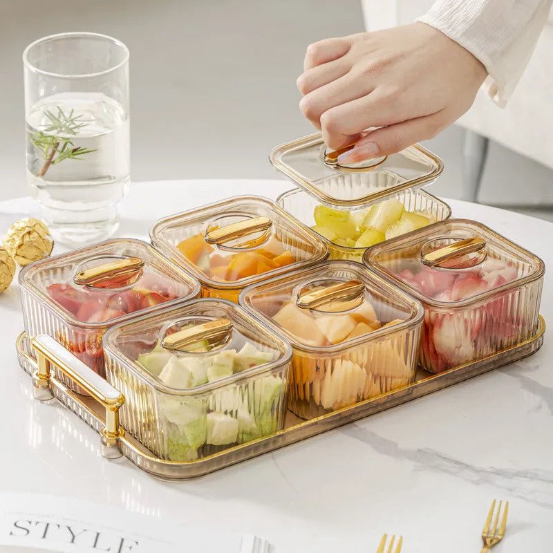 Light and Luxurious Transparent Fruit Plate Candy Plate Nuts and Dried Fruit Storage Box, Snack Snack Containers