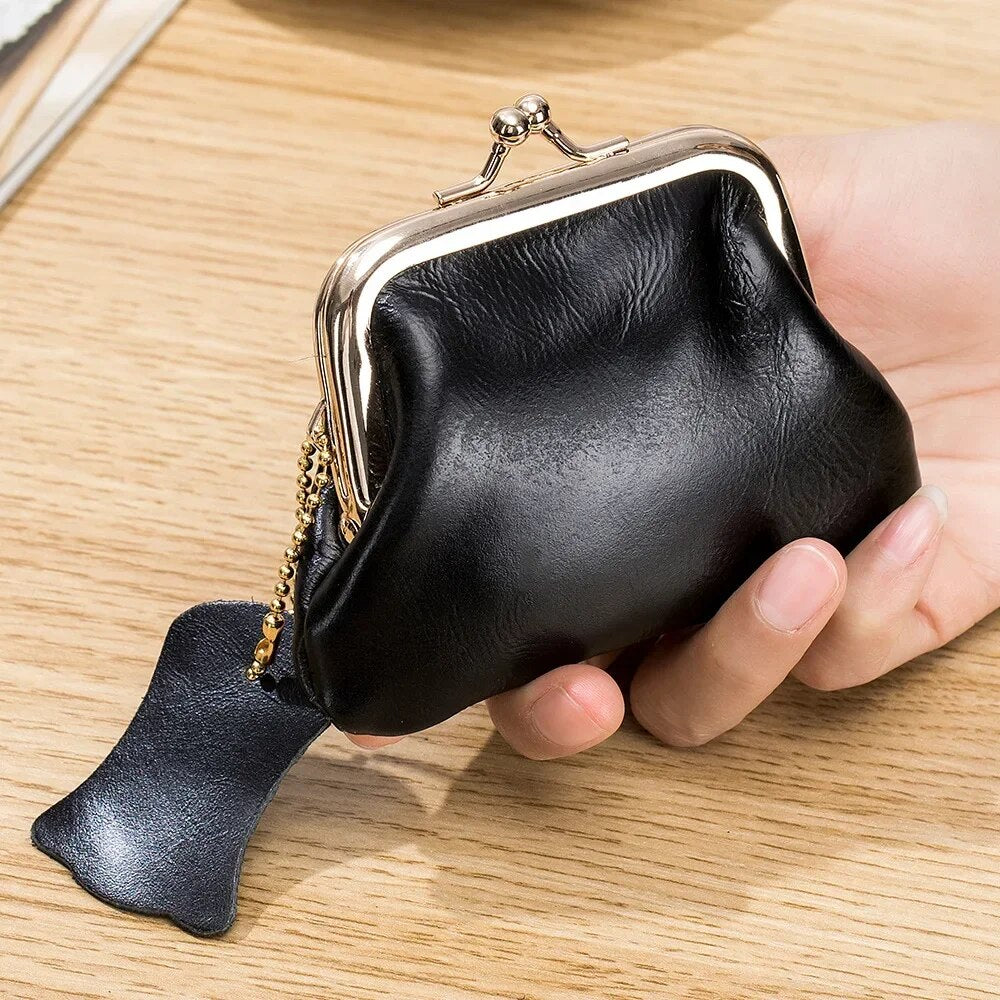 Coin Purse for Women Genuine Cow Leather Ladies Fashion Wallets Small Purses Elegant Wallet Clip Clutch Bag cute wallet